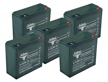 Комплект тяговых гелевых аккумуляторов RuTrike 6-DZM-20 (60V20A/H C2) 022727
