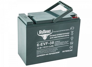 Гелевый тяговый аккумулятор RuTrike 6-EVF-38 (12V 38 Ач) АКБ Gel 