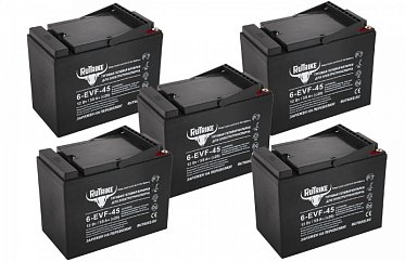 Комплект тяговых гелевых аккумуляторов RuTrike 6-EVF-45 (60V 45A/H C3) АКб 