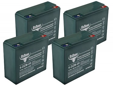 Комплект тяговых гелевых аккумуляторов RuTrike 6-DZM-20 (48V20A/H C2) 022725