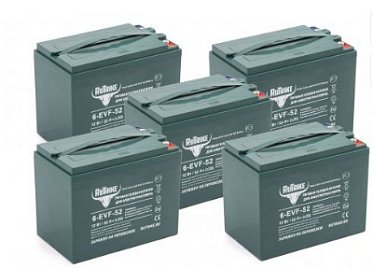 Комплект тяговых гелевых аккумуляторов RuTrike 6-EVF-52 (60V52A/H C3) 022628
